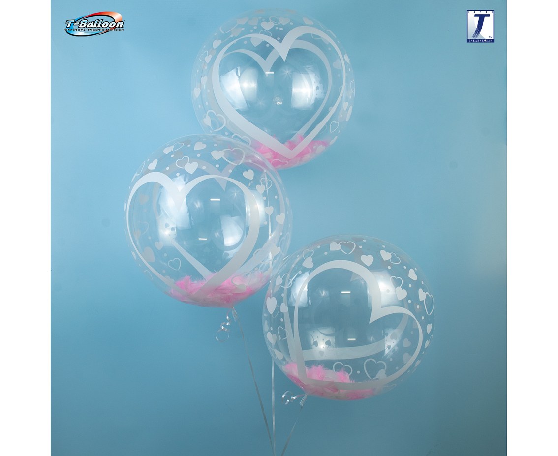 Balon Takara Bubble Balloon - Serca i serduszka, 400 mm/ 10 szt. (rozm. QL 18,5") KK